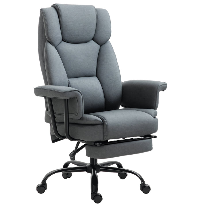 Kontorstol ergonomisk executive-stol 360° drejelig computerstol højdejusterbar med nakkestøtte og polstrede armlæn med fodstøtte kunstlæder 68 x 80 x 120–126 cm