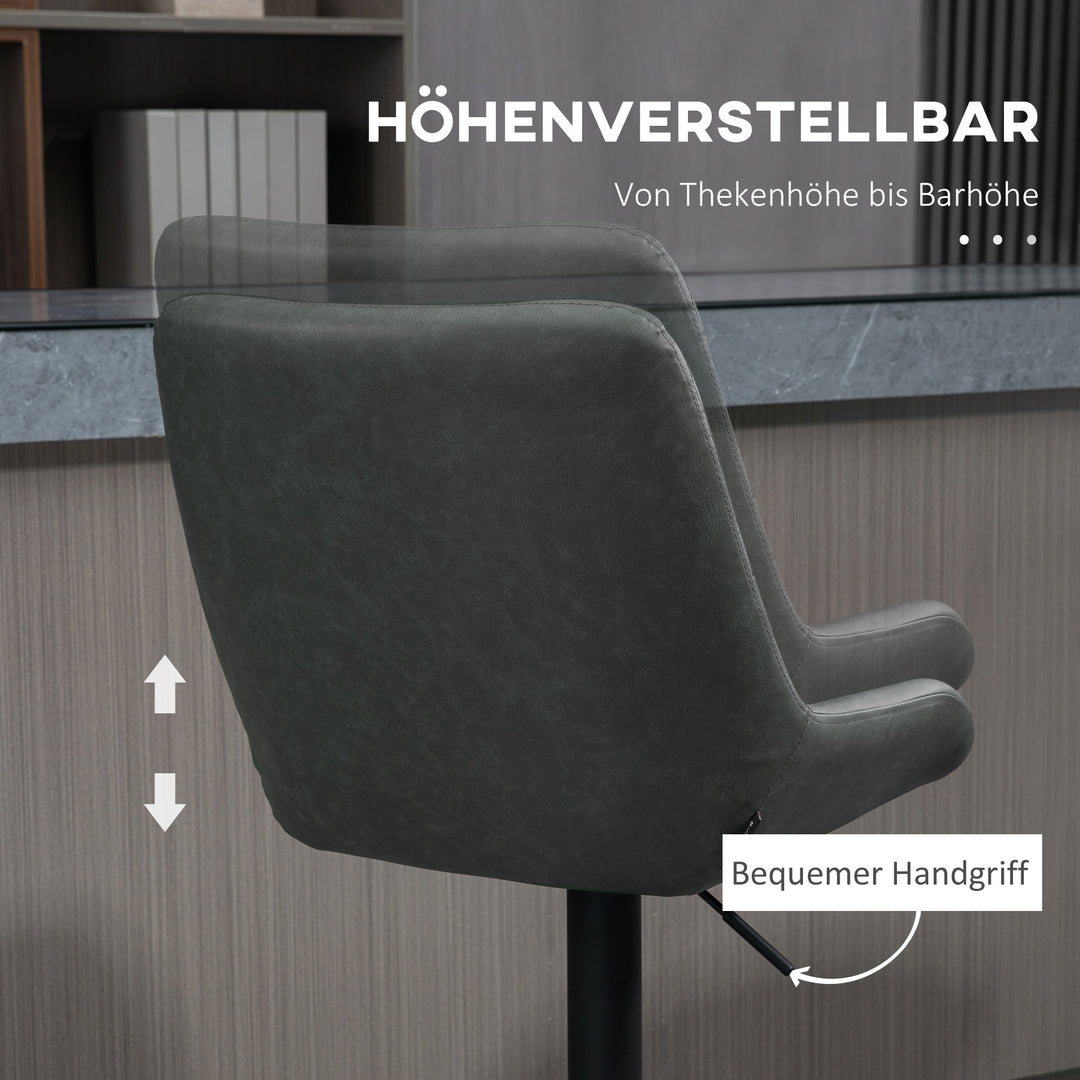 Barstol køkkenstol designerstol, højdejusterbar, med fodstøtte, 51 cm x 59 cm x 117 cm, mørkegrå + sort