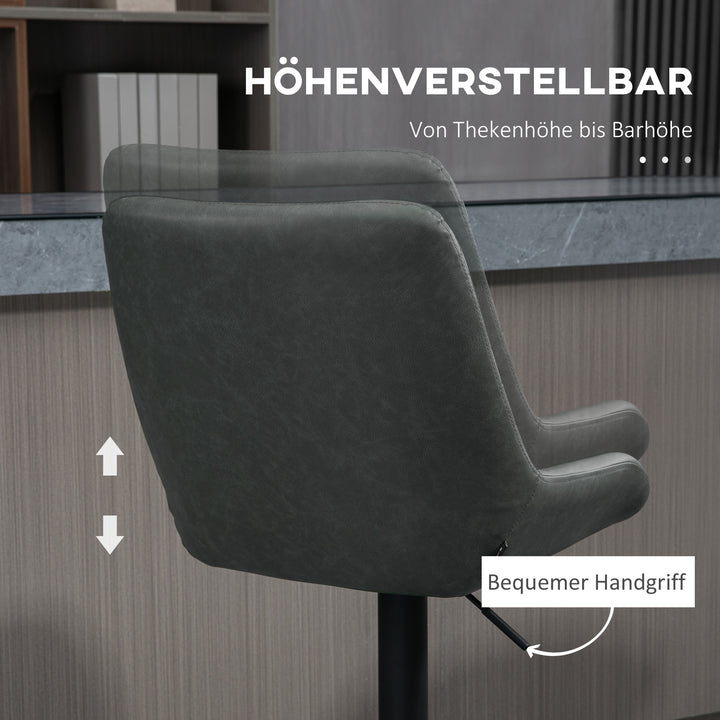 Barstol køkkenstol designerstol, højdejusterbar, med fodstøtte, 51 cm x 59 cm x 117 cm, mørkegrå + sort
