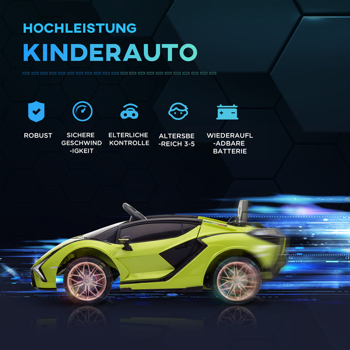 Elbil til børn, lamborghini, 3-5 km/t, fjernbetjening, til 3-5 år, grøn