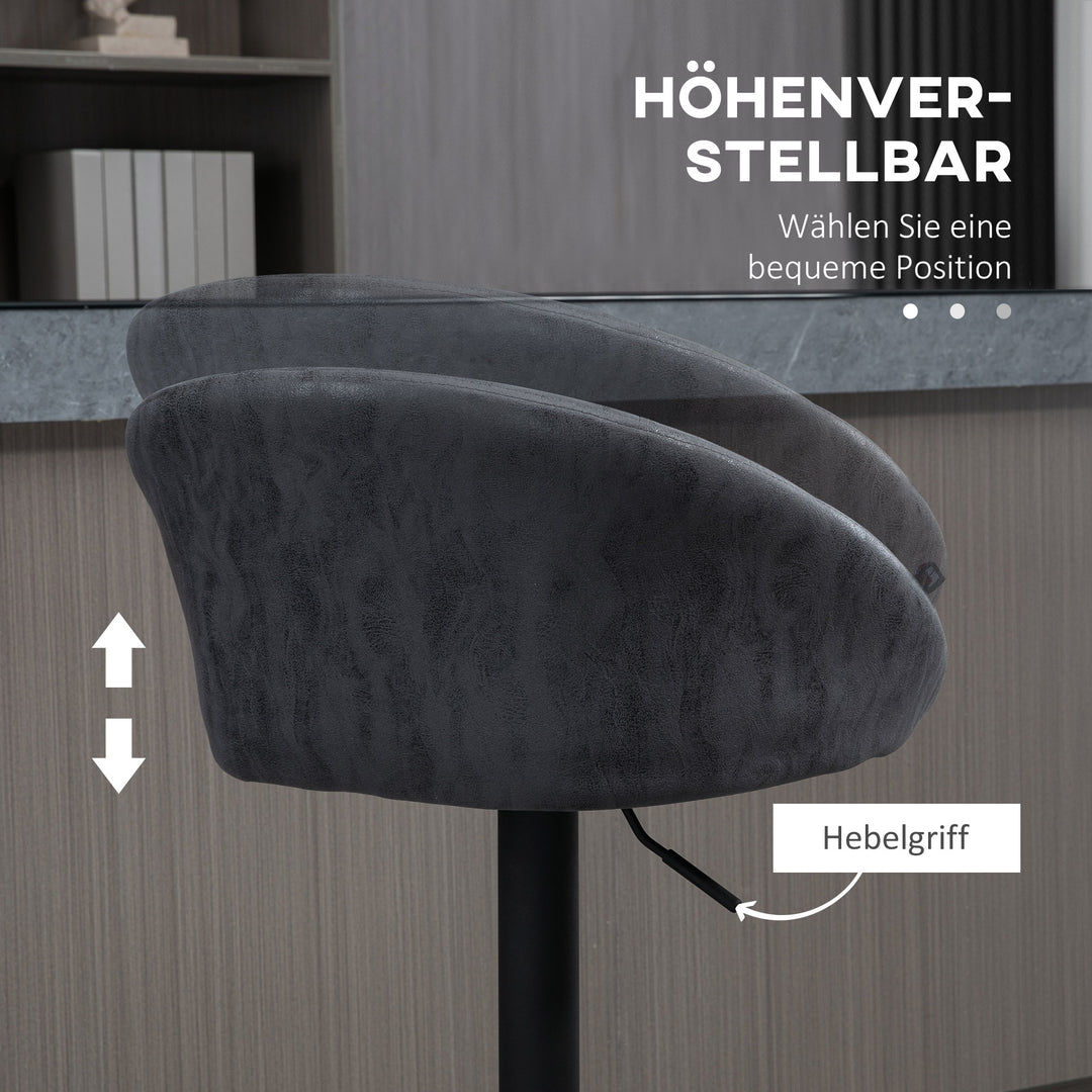 Sæt med 2 barstole, højdejusterbare, 360 graders drejeligt design, 57 cm x 50 cm x 84-104 cm, grå