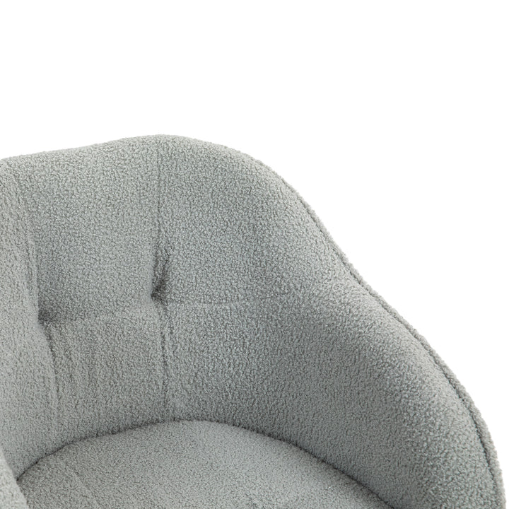 Hjemmekontorstol, ergonomisk skrivebordsstol med vippefunktion, teddy velvet look, 56 x 61 x 86 cm, grå