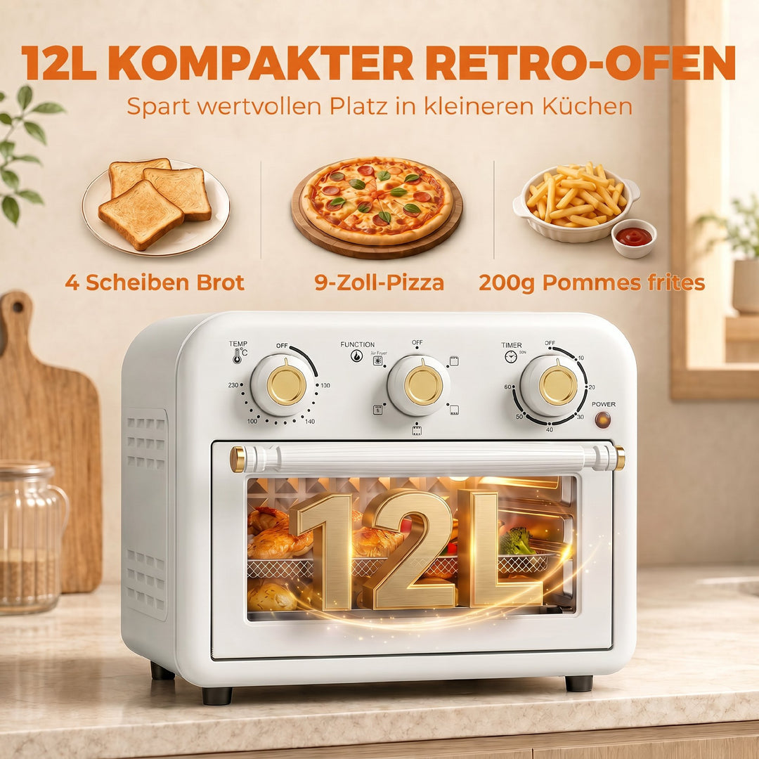 Varmluftfrituregryde 12 liter miniovn med varmluft, 5 programmer