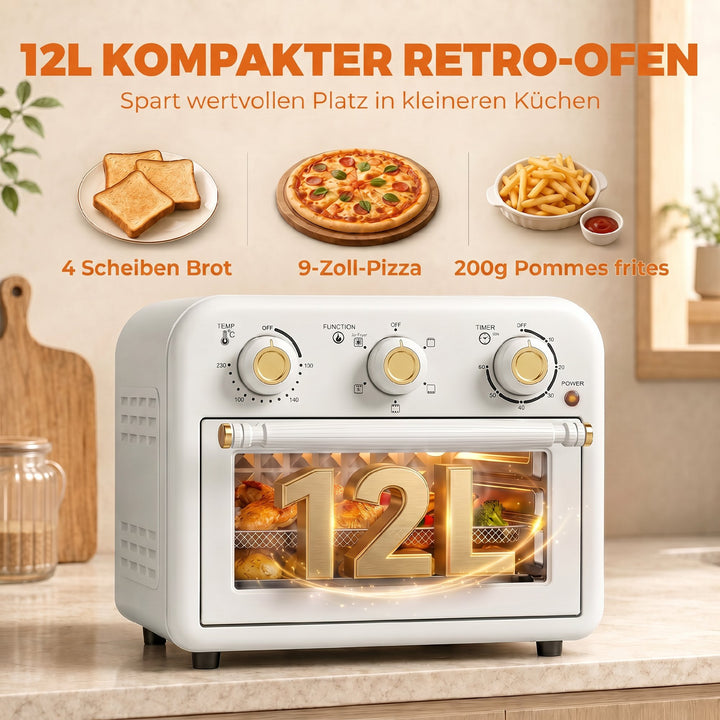 Varmluftfrituregryde 12 liter miniovn med varmluft, 5 programmer