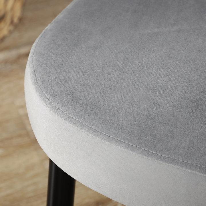 Sæt med 4 spisestuestole, accentstole til køkken og spisestue, stolesæt, velourlook, lysegrå + sort