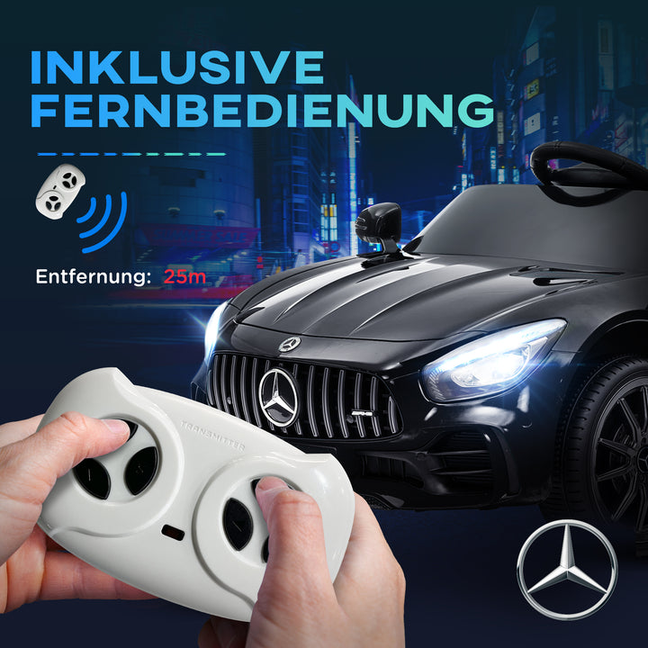 Elektrisk kørebil, mercedes, 3-5 km/t, fjernbetjening, lys og musik, sort