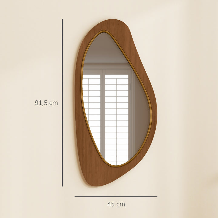 Vægspejl i vintagestil med ramme af fyrretræsfiner til soveværelse eller stue, 91,5 x 45 x 3 cm, naturtræ