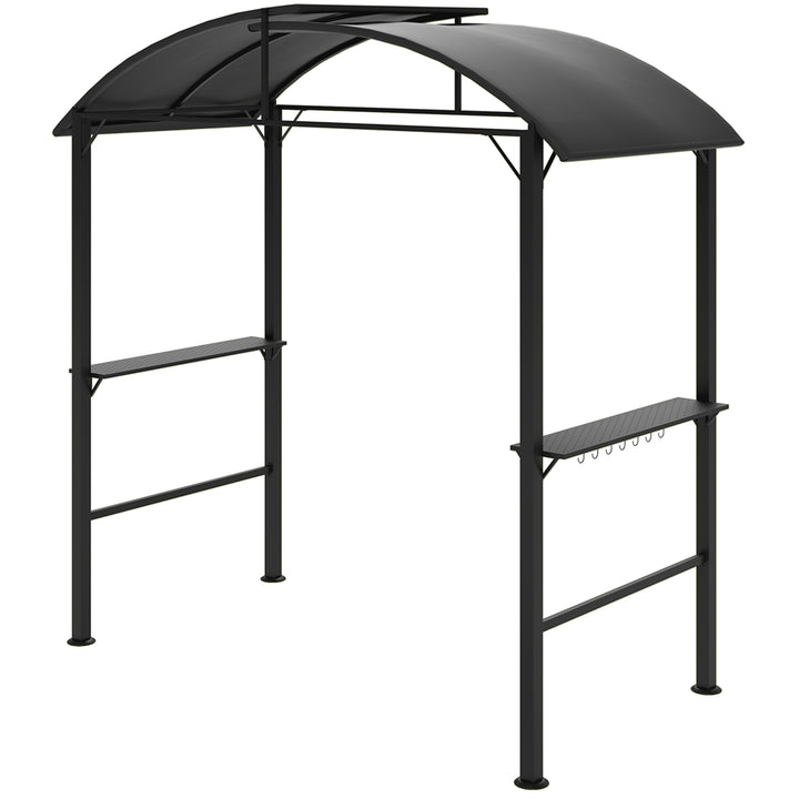 Bbq-pavillon, 2 sidehylder, kroge, stålramme, 1,1 x 2,3 m, mørkegrå