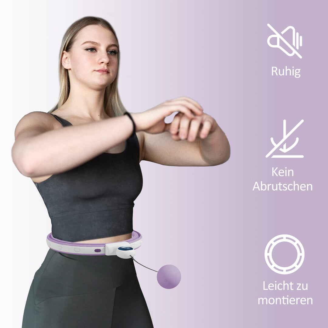 Smart Hula Hoop til Voksne med Vægtet Kugletæller, 16 Knuder (76-113cm), Lilla