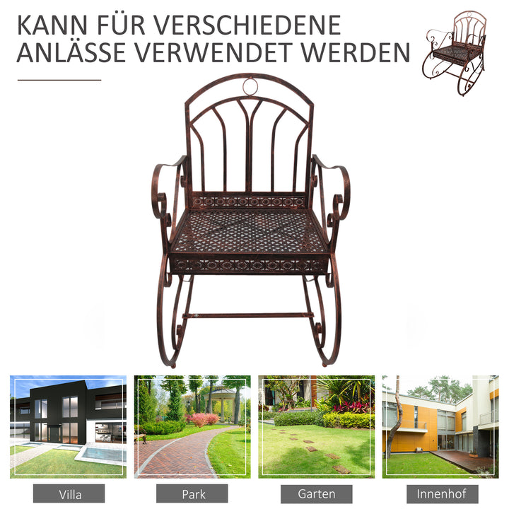 Gyngestol havestol, vintage design, 61 cm x 79 cm x 90 cm, brun + sort