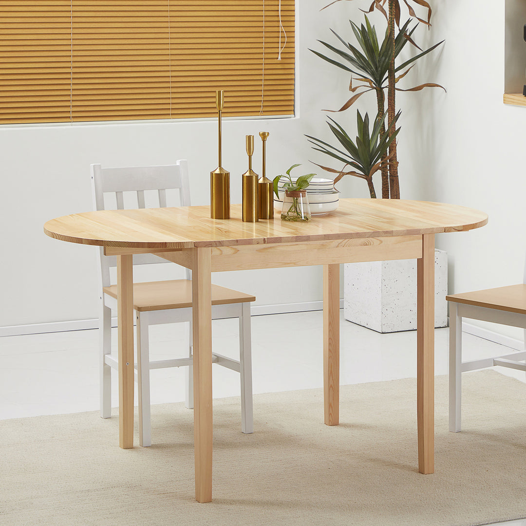 Træspisebord foldbart køkkenbord til 6 personer med kløverbladsdesign 140 x 70 x 75 cm naturtræ