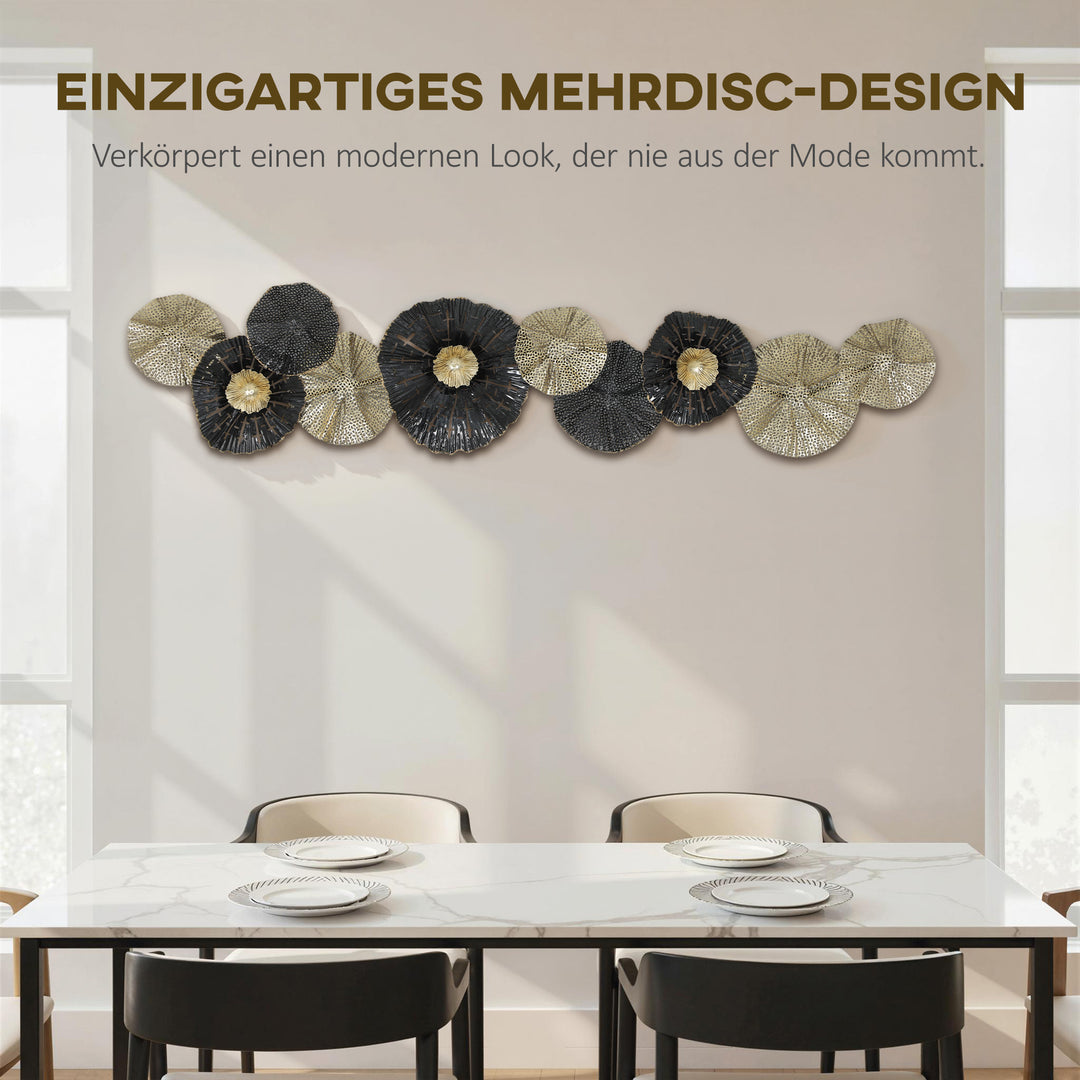 Vægkunst, vægdekoration med metalramme, moderne stil, sort og guld