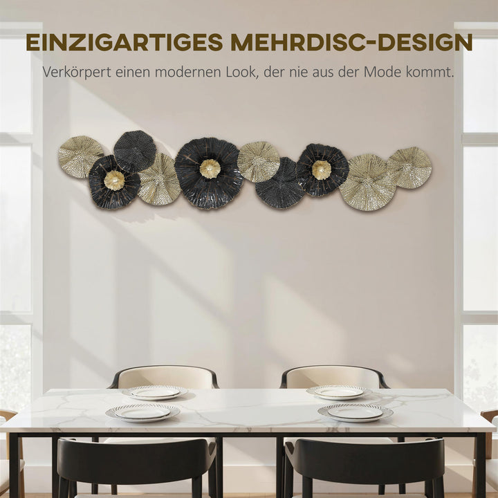 Vægkunst, vægdekoration med metalramme, moderne stil, sort og guld