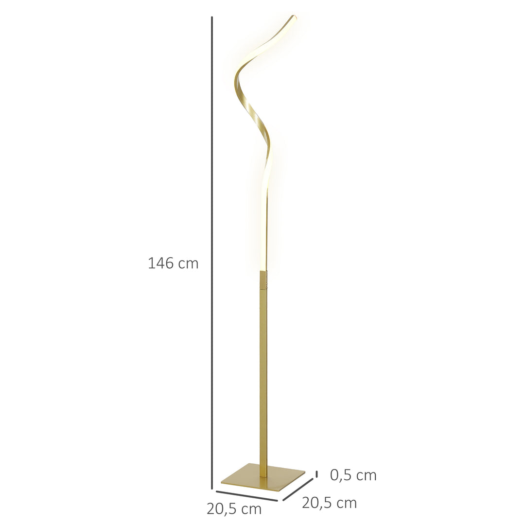Spiralgulvlampe med fodkontakt og 3 lysstyrkeniveauer, 1,46 m, guld
