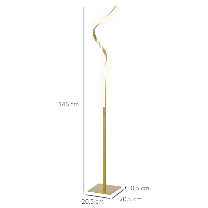Spiralgulvlampe med fodkontakt og 3 lysstyrkeniveauer, 1,46 m, guld