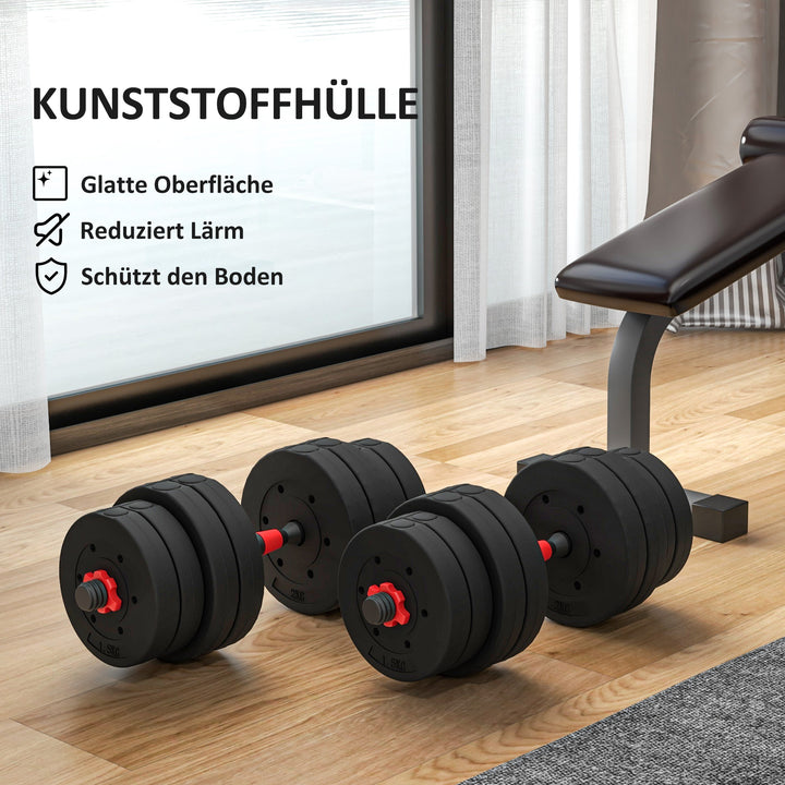 2 I 1 håndvægtsæt 30 kg justerbar håndvægt og vægtstang professionel håndvægt styrketræning sort