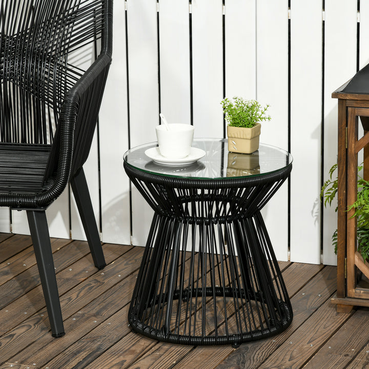 Havebord i bohemestil, vejrbestandigt, PE-rattan, 40 cm x 40 cm x 42 cm, sort