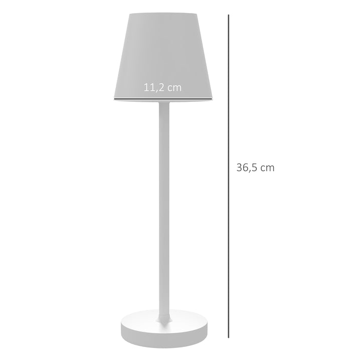 Genopladelig usb bordlampe med 3 lysfarver, bærbar usb sengelampe med touch afbryder, metal, hvid