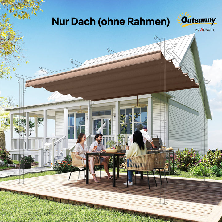 Udskiftningstag til 3 x 3 m pergola, udtrækkeligt, med drænhuller til regnvand, vejrbestandigt, polyester, 250 x 255 cm Kaffe