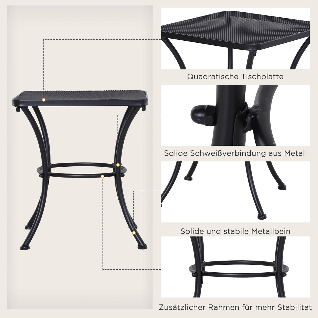 Havesofabord, sidebord, havebord, sofabord, metal, sort, terrassebord, 45 x 45 x 50 cm