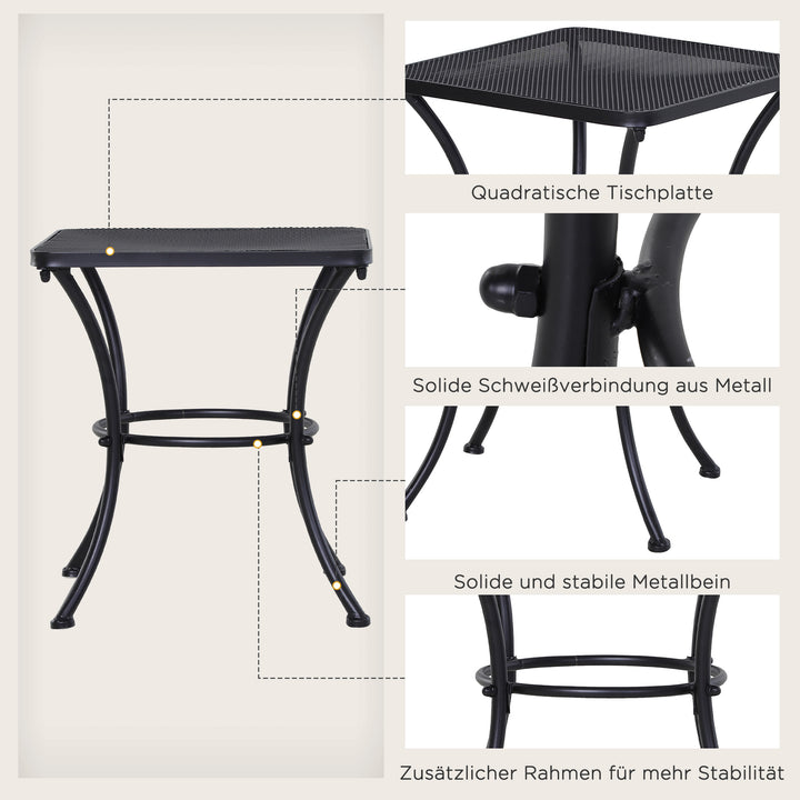 Havesofabord, sidebord, havebord, sofabord, metal, sort, terrassebord, 45 x 45 x 50 cm