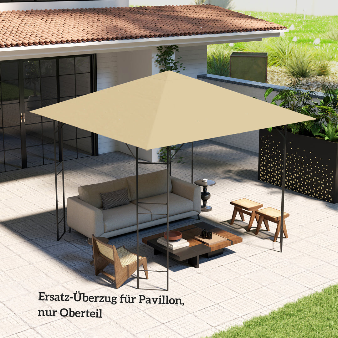 Udskiftningstag til 3 x 3 m pavillon, vandafvisende, UPF30+, udskiftningsovertræk af Oxford-stof, 370 g/m², beige