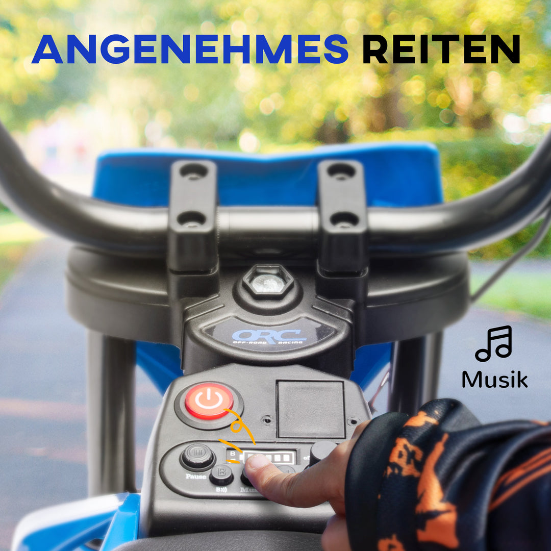 Elmotorcykel til børn, 12V børnemotorcykel med musik, børnekøretøj med støttehjul, 3-6 år, blå