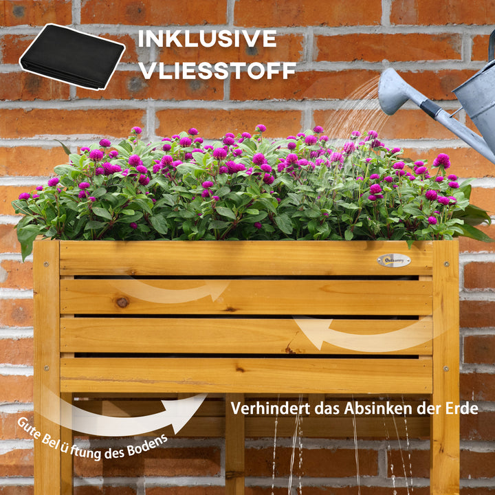 Højbed med foldbar arbejdsflade, lakeret massivt træ, fleeceforing, 64 cm x 63 cm x 74,5 cm