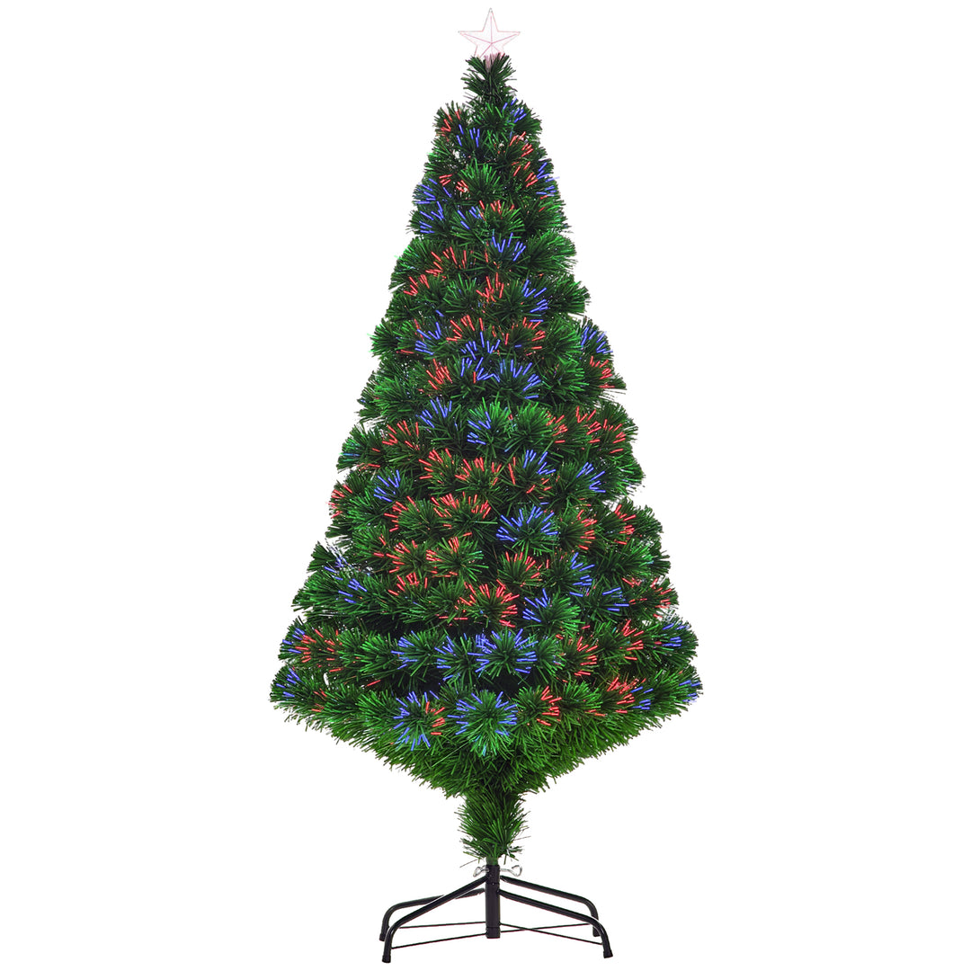 Kunstigt juletræ 150 cm med glasfiber, kunstigt grantræ med LED-belysning, 180 spidser, juletræspynt inklusive metalfod til indendørs brug