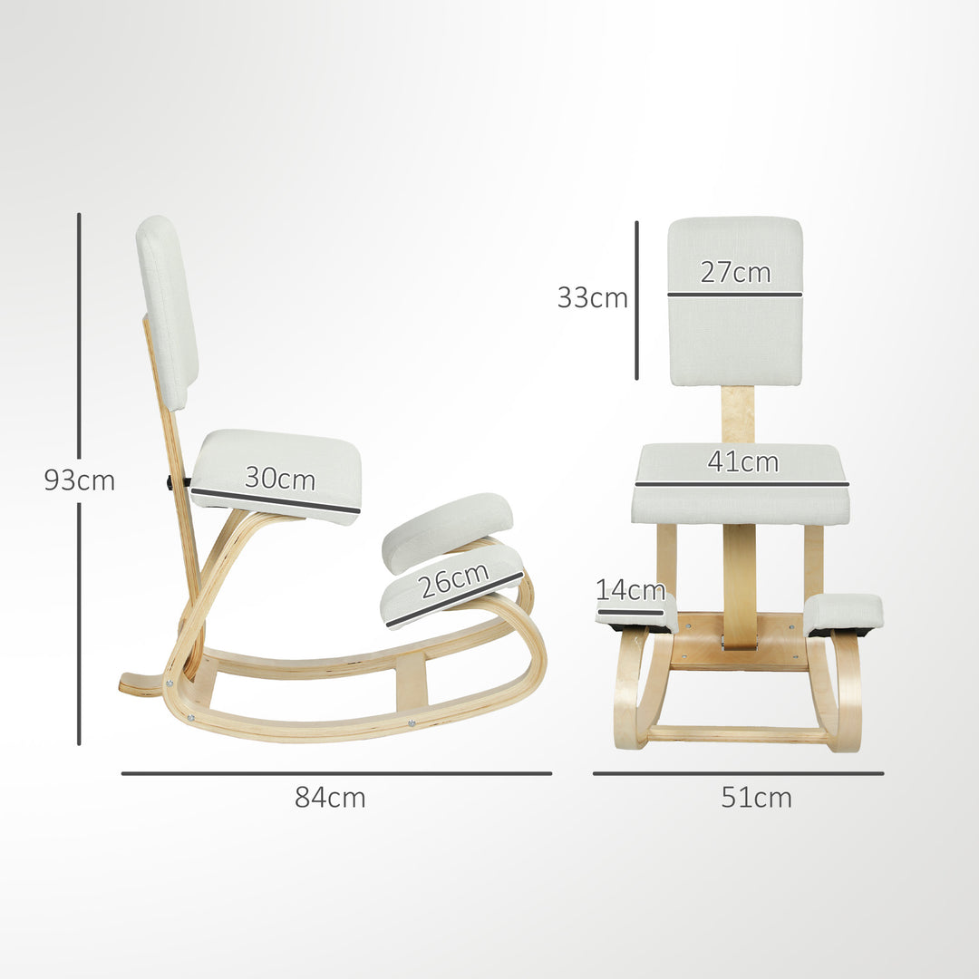 Ergonomisk knælestol, knælestol, sundhedsstol til hjemmet, kontoret, meditation, creme