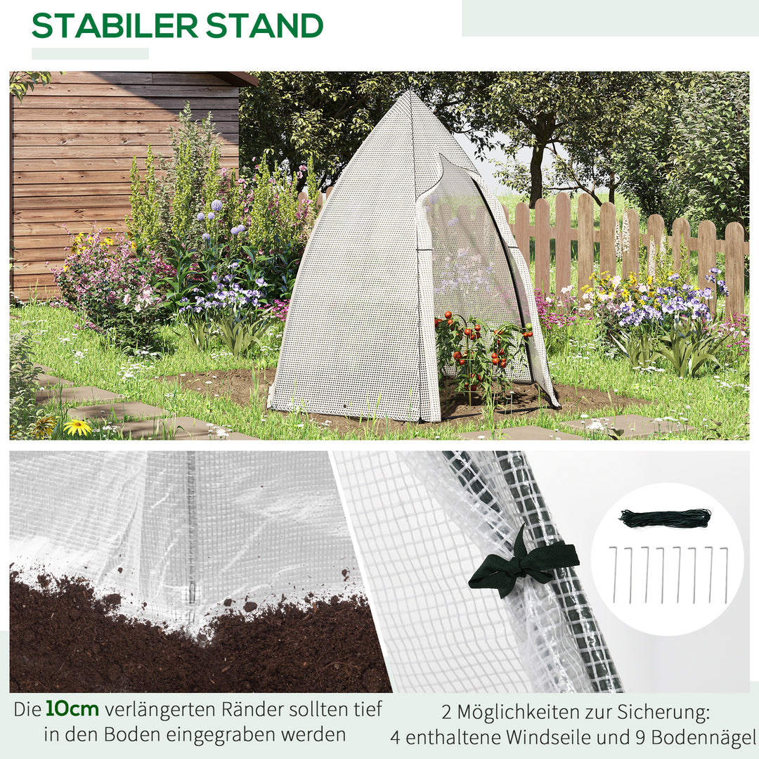 Mini drivhus vintertelt til planter med rulledør havebalkon vinterbeskyttelse hvid 160 x 140 x 180 cm