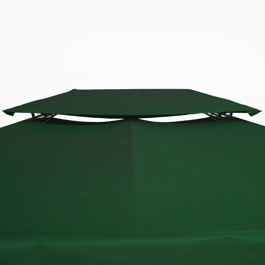 Udskiftningstag til 3x4m metalpavillon, vandafvisende, pavillontag (dobbelttag), udskiftningsovertræk til havepavillon, reservedele, polyester 180g/m², grøn