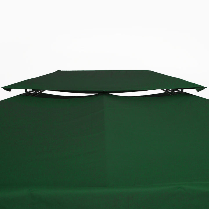 Udskiftningstag til 3x4m metalpavillon, vandafvisende, pavillontag (dobbelttag), udskiftningsovertræk til havepavillon, reservedele, polyester 180g/m², grøn