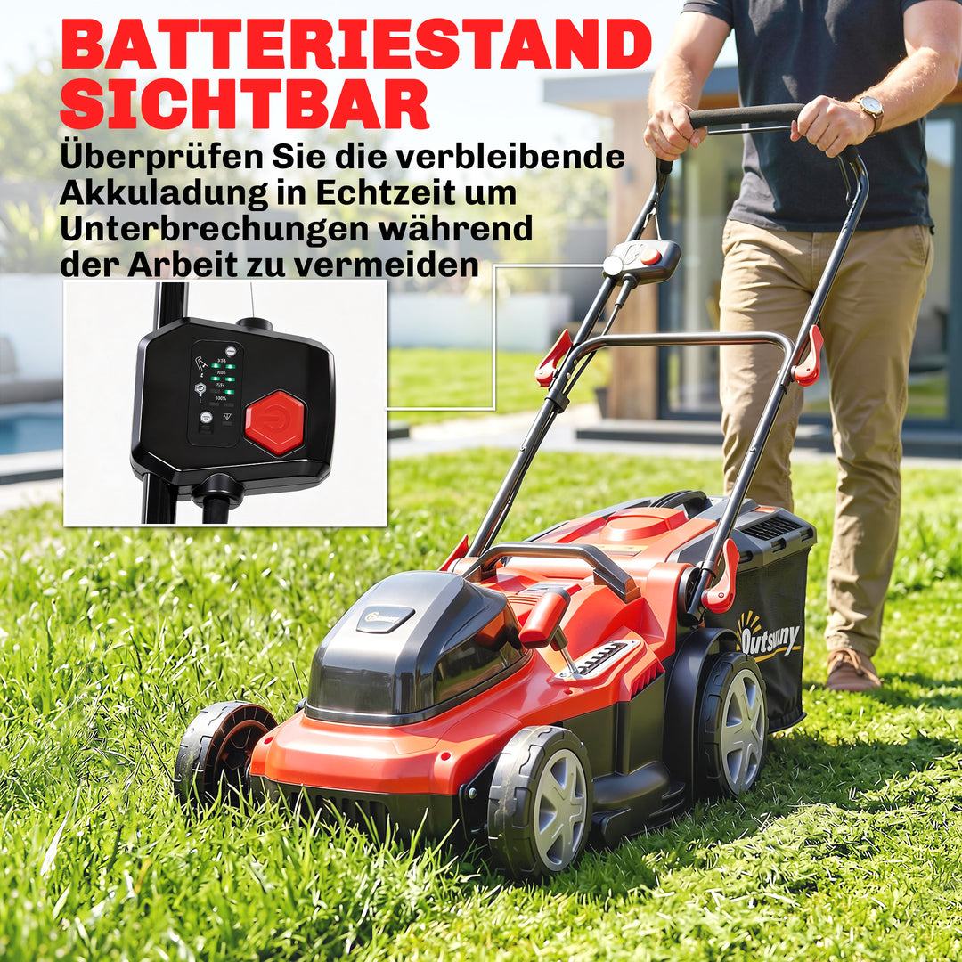 Elektrisk plæneklipper 800 W med 40 cm klippebredde, 45L græsopsamler, batteriindikator, overbelastningsbeskyttelse, 7 klippehøjder