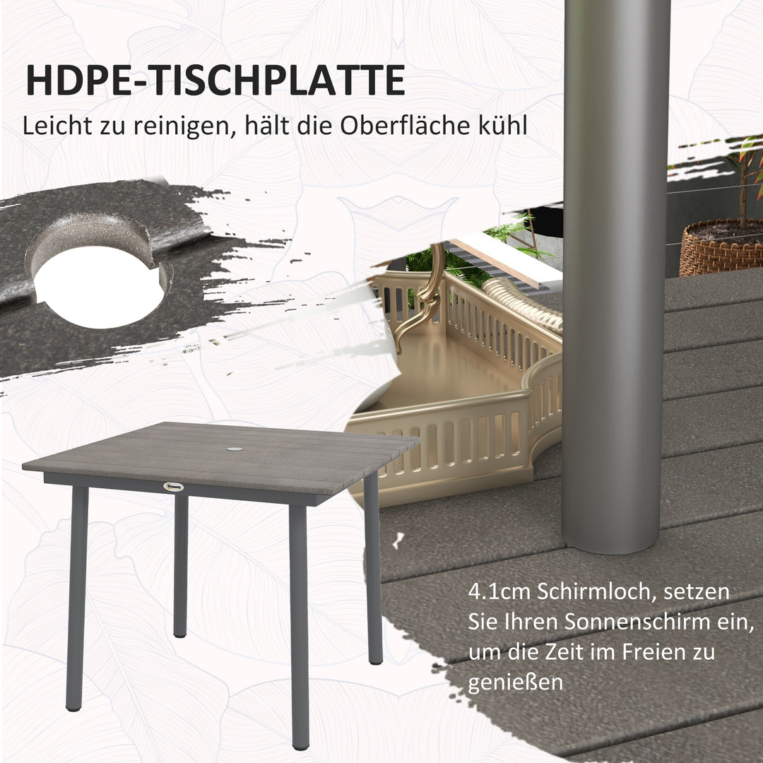 Havebord udendørs spisebord loungebord, vejrbestandig, moderne design, 90 x 90 x 75 cm, mørkegrå