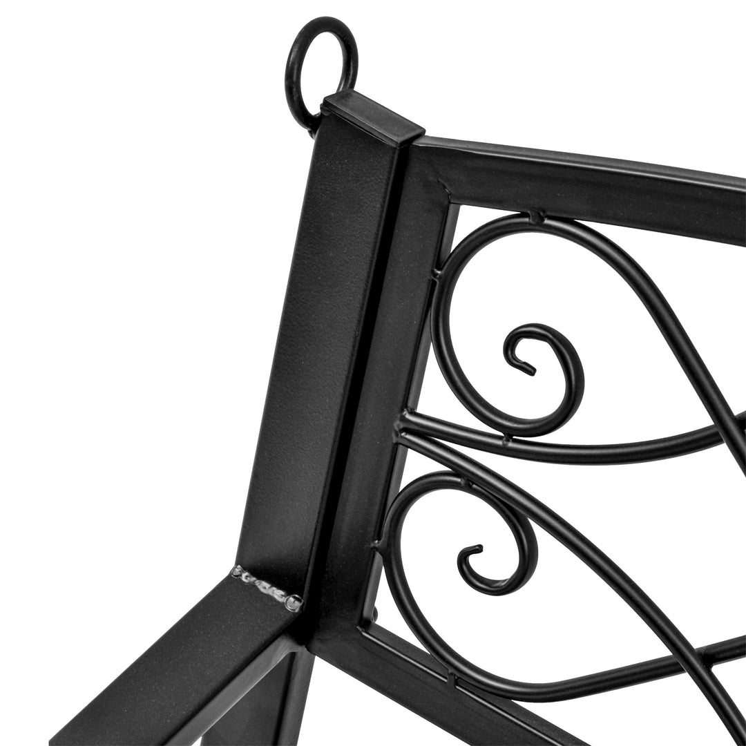 Hængebænk, 2-personers havegynge, gyngebænk, Hollywood-gynge, hængebænk med kæder, metal, sort, 132 x 63 x 58 cm