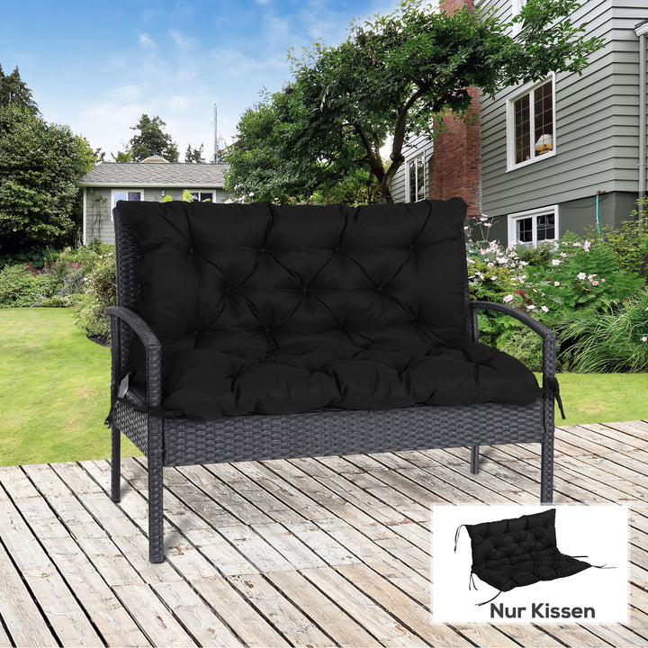 3-Personers bænkehynde 100x98x8 cm med stropper, bænkehynde til havemøbler og verandagynge, sort
