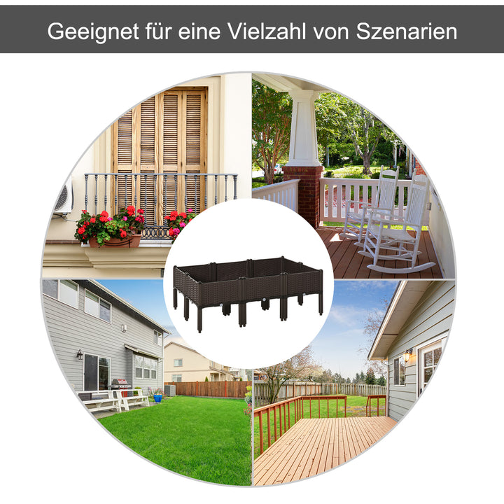 Højbed 6-delt plantekasse med drænhuller, rattan-look, gør-det-selv brun 40 x 40 x 44 cm