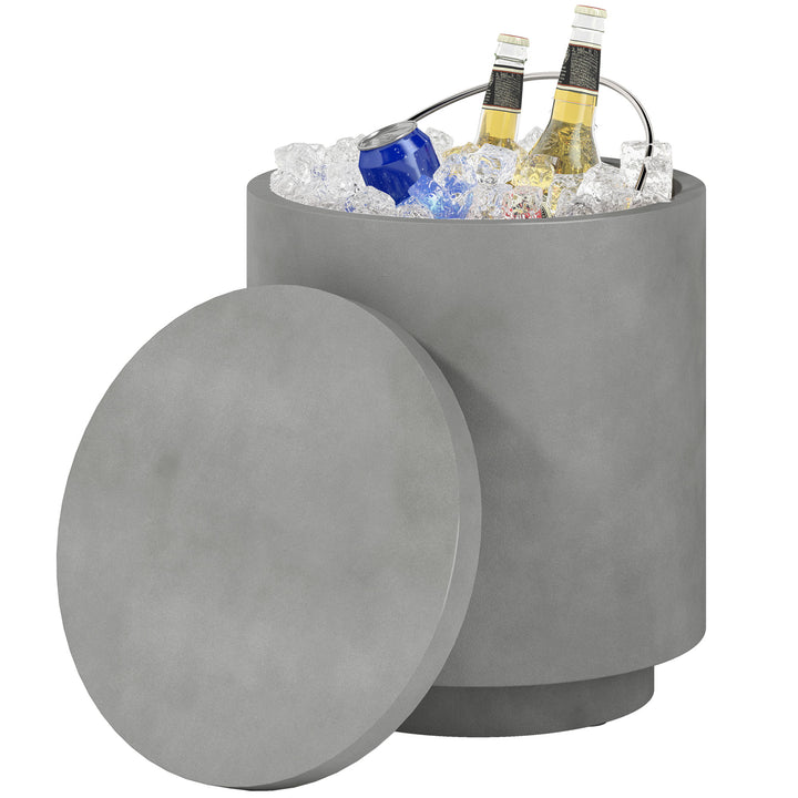 Udendørsbord, sidebord med køler, isspand, lysegrå