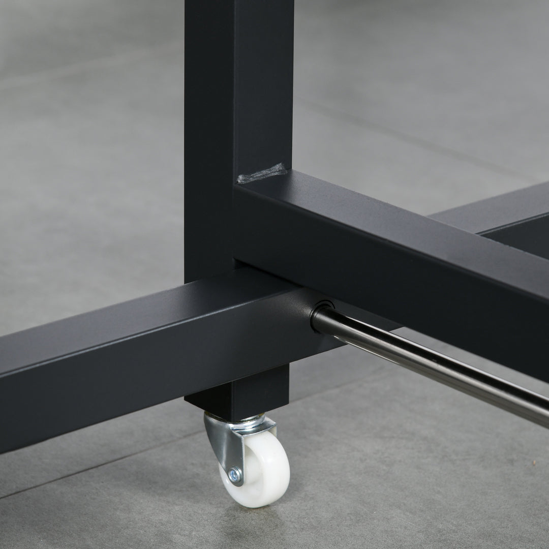 Foldbart spisebord, industrielt bord, foldbart, lavet af metal og træ, pladsbesparende, brun
