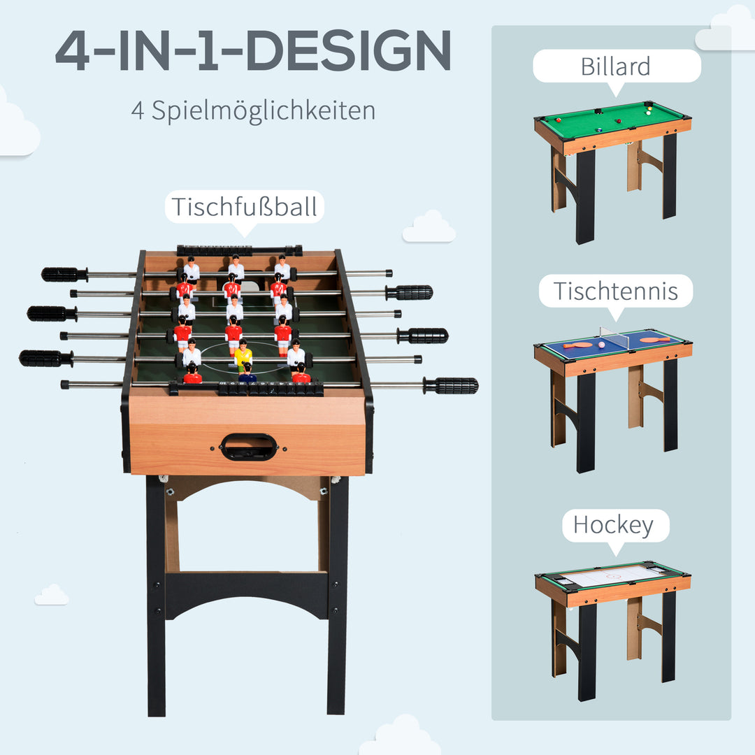 2-i-1 bordfodbold, 4-i-1 multispilbord, kompakt, inkl. spilletilbehør, 92 x 78 x 80 cm