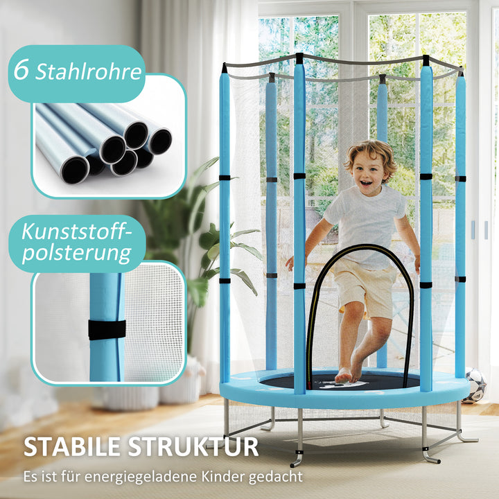 Børnetrampolin med sikkerhedsnet, til indendørs og udendørs brug, 3-6 år, lyseblå
