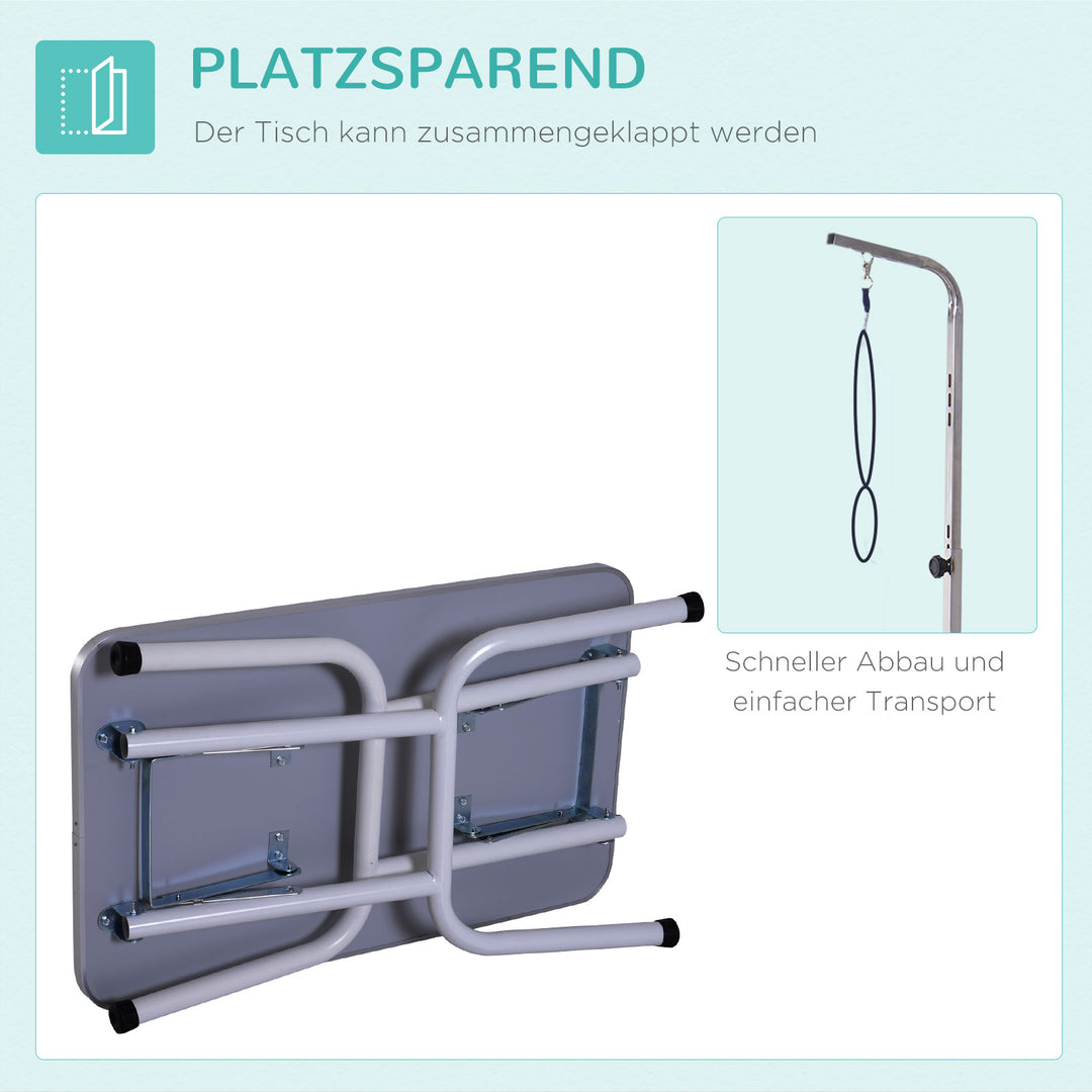 Trimmebord sammenklappeligt plejebord til hunde og katte metal sort 81 x 48,5 x 80 cm
