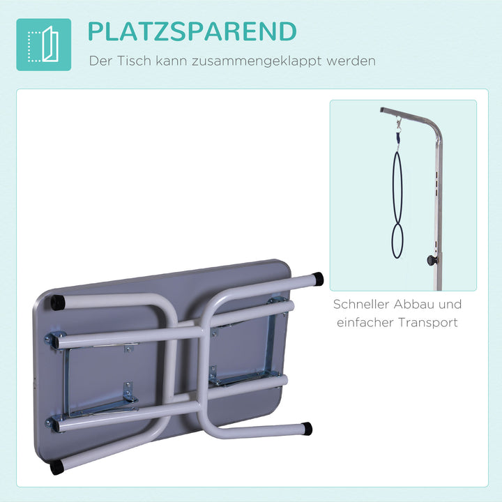 Trimmebord sammenklappeligt plejebord til hunde og katte metal sort 81 x 48,5 x 80 cm