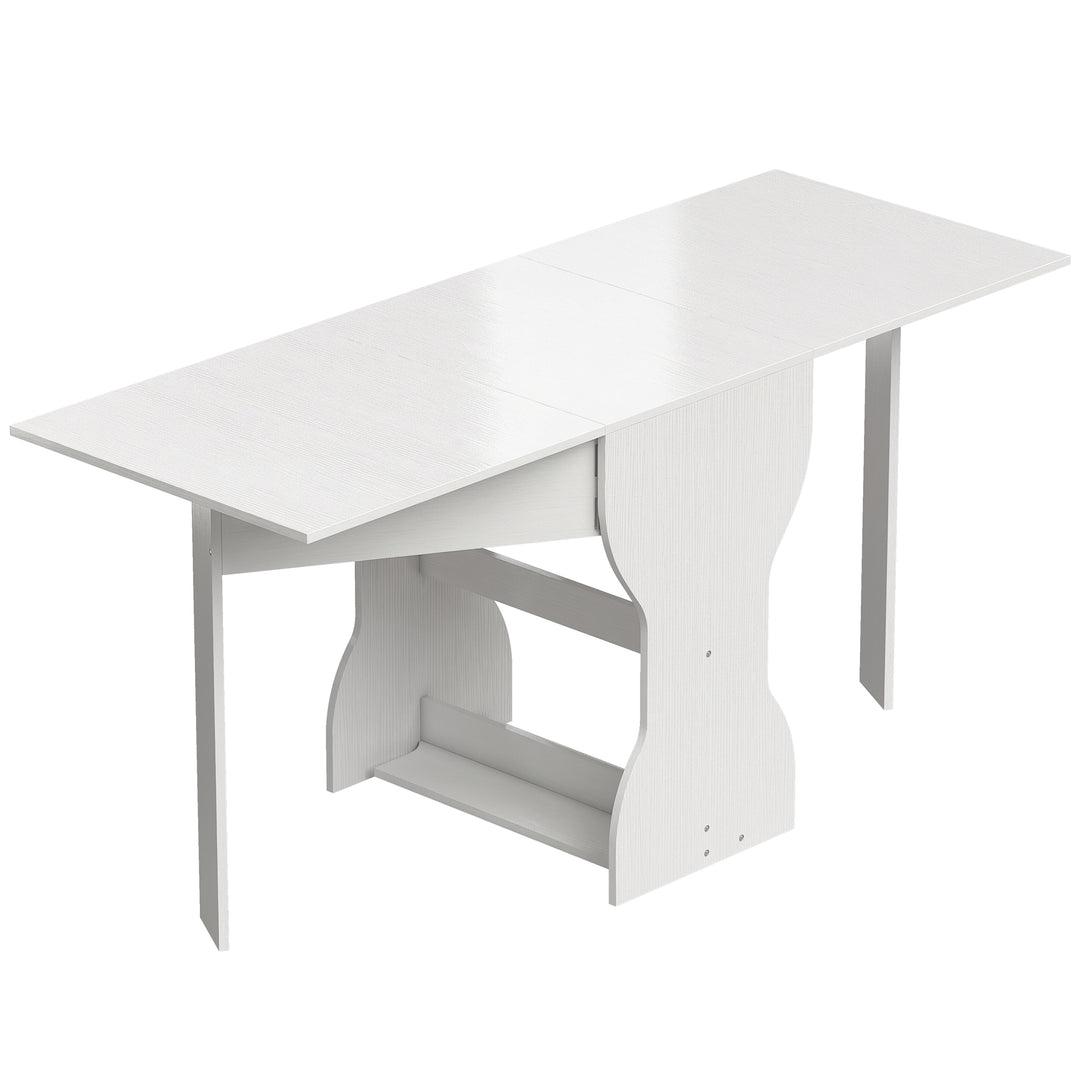 Klapbart spisebord, køkkenbord med opbevaring til 2-4 personer, klapbord til små rum, spisestue, 160 x 60 x 75 cm, hvid