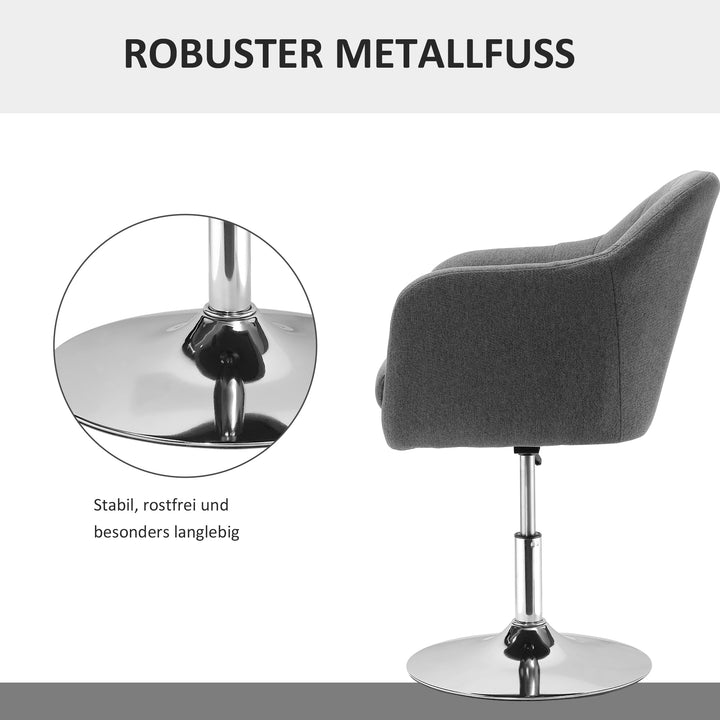 Drejestol, højdejusterbar kontorstol, hørlignende polyester, metal, 60 x 60 x 79-91 cm, mørkegrå