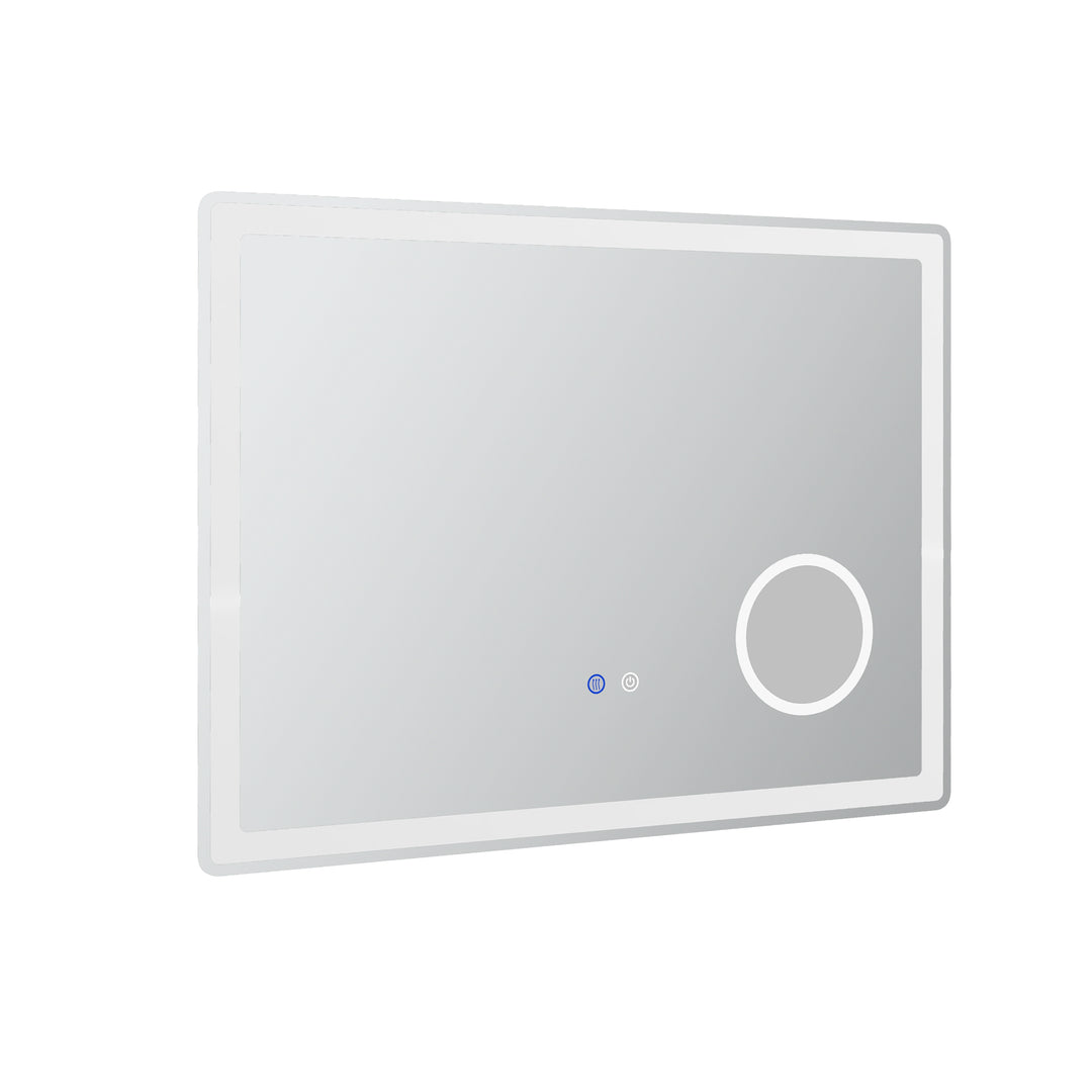 LED-badeværelsesspejl med 3x forstørrelse, touchfunktion, hukommelsesfunktion, antidug, 80 x 60 cm
