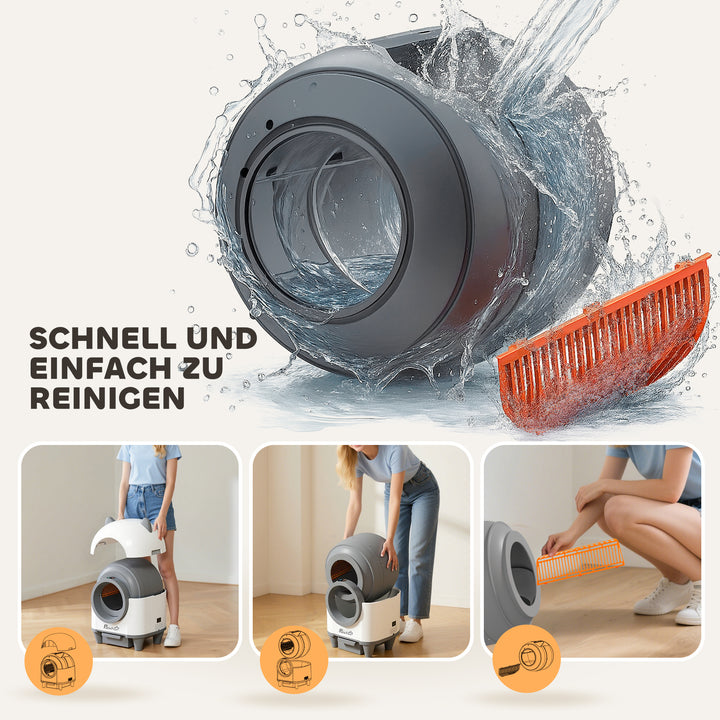 Selvrensende kattebakke med app-kontrol 80 l lugtfjerner til flere katte