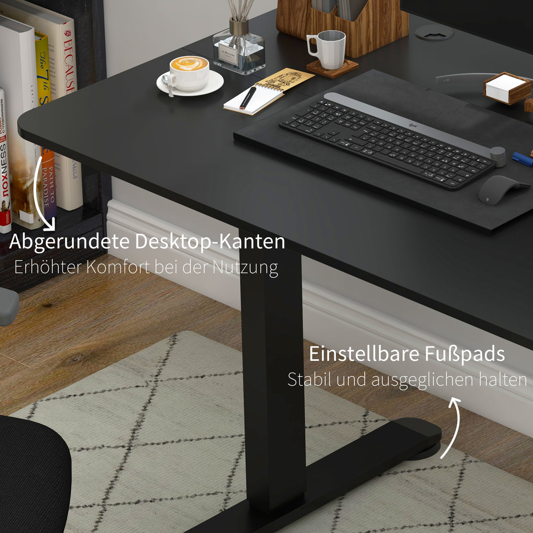 Højdejusterbart computerbord, 140 cm x 70 cm x 116 cm, sort