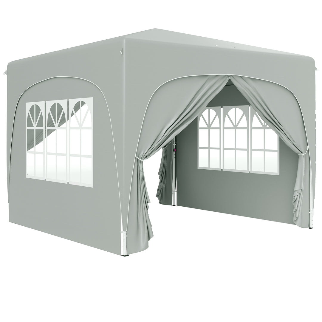 3 x 3 m pavillon, pop-up havetelt med sidevægge og bæretaske, UPF50+, højdejusterbar, sand